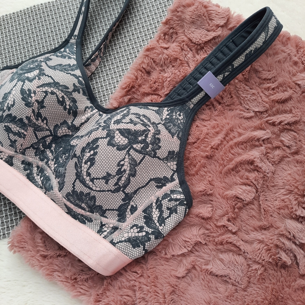Cacique Lane Bryant Sport High Impact Underwire Sports Bra 32C NEW Pink - Picture 1 of 12